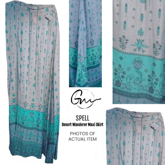 Spell (& the Gypsy Collective) Desert Wanderer Maxi Skirt - S (Aqua) AU 8/US 4 - Picture 2 of 7